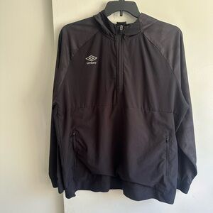 Umbro Black Hooded Half-Zip Windbreaker Jacket